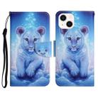 For iPhone 14 Plus 3D Colored Drawing Flip Leather Phone Case (Leopard) - 1