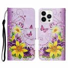For iPhone 14 Pro 3D Colored Drawing Flip Leather Phone Case(Yellow Flowers) - 1