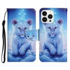 For iPhone 14 Pro 3D Colored Drawing Flip Leather Phone Case(Leopard) - 1