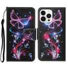 For iPhone 14 Pro Max 3D Colored Drawing Flip Leather Phone Case (Fluorescent Butterfly) - 1