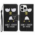 For iPhone 14 Pro Max 3D Colored Drawing Flip Leather Phone Case (Penguins) - 1