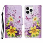 For iPhone 14 Pro Max 3D Colored Drawing Flip Leather Phone Case (Yellow Flowers) - 1