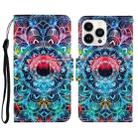 For iPhone 14 Pro Max 3D Colored Drawing Flip Leather Phone Case (Mandala) - 1