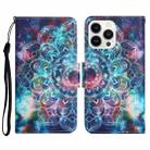 For iPhone 14 Pro Max 3D Colored Drawing Flip Leather Phone Case (Star Mandala) - 1