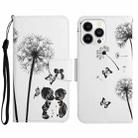 For iPhone 14 Pro Max 3D Colored Drawing Flip Leather Phone Case (Dandelions) - 1