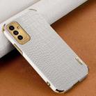 For Samsung Galaxy A13 5G 6D Electroplating Crocodile Texture Phone Case(White) - 1