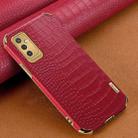 For Samsung Galaxy M52 5G 6D Electroplating Crocodile Texture Phone Case(Red) - 1