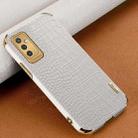 For Samsung Galaxy M52 5G 6D Electroplating Crocodile Texture Phone Case(White) - 1