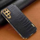 For Samsung Galaxy S22 Ultra 5G 6D Electroplating Crocodile Texture Phone Case(Black) - 1
