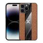 For iPhone 14 Pro XINLI Stitching Cloth Texture Phone Case(Brown) - 1