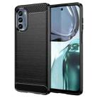 For Motorola Moto G62 5G India Brushed Texture Carbon Fiber TPU Phone Case(Black) - 1