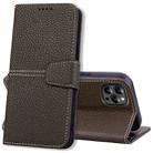 For iPhone 14 Pro Max Litchi RFID Leather Phone Case (Khaki) - 1