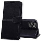 For iPhone 14 Pro Max Litchi RFID Leather Phone Case (Black) - 1