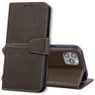 For iPhone 13 Pro Max Litchi RFID Leather Phone Case (Khaki) - 1