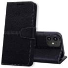 For iPhone 12 mini Litchi RFID Leather Phone Case (Black) - 1