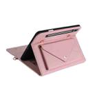 For Samsung Galaxy Tab S7 / S8 3-fold Zipper Leather Tablet Case Crossbody Pocket Bag(Pink) - 4