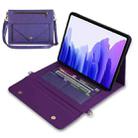 For Samsung Galaxy Tab S7 / S8 3-fold Zipper Leather Tablet Case Crossbody Pocket Bag(Purple) - 1