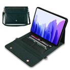 For Samsung Galaxy Tab S7+ / S8+ / S7 FE 3-fold Zipper Leather Tablet Case Crossbody Pocket Bag(Green) - 1