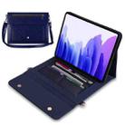 For Samsung Galaxy Tab S8 Ultra 3-fold Zipper Leather Tablet Case Crossbody Pocket Bag(Blue) - 1