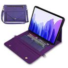 For Samsung Galaxy Tab S8 Ultra 3-fold Zipper Leather Tablet Case Crossbody Pocket Bag(Purple) - 1