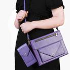 For Samsung Galaxy Tab S8 Ultra 3-fold Zipper Leather Tablet Case Crossbody Pocket Bag(Purple) - 7