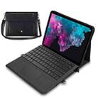 For Microsoft Surface Pro 7 / Pro 7+ 3-fold Zipper Leather Tablet Case Crossbody Pocket Bag(Black) - 1