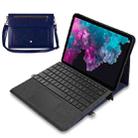 For Microsoft Surface Pro 7 / Pro 7+ 3-fold Zipper Leather Tablet Case Crossbody Pocket Bag(Blue) - 1