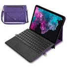 For Microsoft Surface Pro 7 / Pro 7+ 3-fold Zipper Leather Tablet Case Crossbody Pocket Bag(Purple) - 1