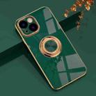 For iPhone 14 6D Electroplating Ring Phone Case (Dark Green) - 1