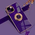 For iPhone 14 6D Electroplating Ring Phone Case (Deep Purple) - 1