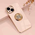 For iPhone 14 6D Electroplating Ring Phone Case (Light Pink) - 1