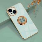 For iPhone 14 Plus 6D Electroplating Ring Phone Case (Mint) - 1