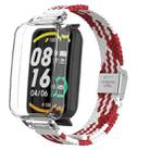 For Xiaomi Mi Band 7 Pro Braided Nylon Buckle Watch Band(Red White) - 1