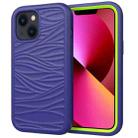 For iPhone 14 Wave Pattern 3 in 1 Silicone + PC Shockproof Phone Case (Navy+Olivine) - 1