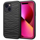 For iPhone 14 Wave Pattern 3 in 1 Silicone + PC Shockproof Phone Case (Black+Hot Pink) - 1