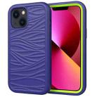 For iPhone 14 Plus Wave Pattern 3 in 1 Silicone + PC Shockproof Phone Case (Navy+Olivine) - 1