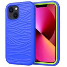 For iPhone 14 Plus Wave Pattern 3 in 1 Silicone + PC Shockproof Phone Case (Blue+Olivine) - 1