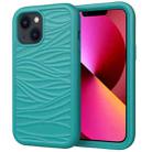 For iPhone 14 Plus Wave Pattern 3 in 1 Silicone + PC Shockproof Phone Case (Dark Sea Green) - 1