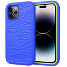 For iPhone 14 Pro Wave Pattern 3 in 1 Silicone + PC Shockproof Phone Case(Blue+Olivine) - 1