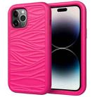 For iPhone 14 Pro Wave Pattern 3 in 1 Silicone + PC Shockproof Phone Case(Hot Pink) - 1