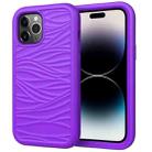 For iPhone 14 Pro Wave Pattern 3 in 1 Silicone + PC Shockproof Phone Case(Purple) - 1