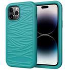 For iPhone 14 Pro Max Wave Pattern 3 in 1 Silicone + PC Shockproof Phone Case (Dark Sea Green) - 1