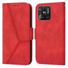 For Xiaomi Redmi 10C Embossing Stripe RFID Leather Phone Case(Red) - 1