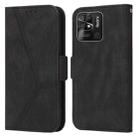 For Xiaomi Redmi 10C Embossing Stripe RFID Leather Phone Case(Black) - 1