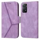 For Xiaomi Redmi Note 11 Pro Embossing Stripe RFID Leather Phone Case(Purple) - 1