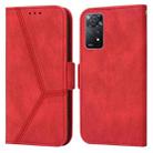For Xiaomi Redmi Note 11 Pro Embossing Stripe RFID Leather Phone Case(Red) - 1