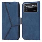 For Xiaomi Poco X4 Pro 5G Embossing Stripe RFID Leather Phone Case(Blue) - 1