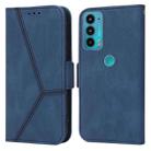 For Motorola Moto E20 / E30 / E40 Embossing Stripe RFID Leather Phone Case(Blue) - 1