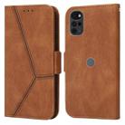 For Motorola Moto G22 Embossing Stripe RFID Leather Phone Case(Brown) - 1