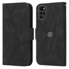 For Motorola Moto G22 Embossing Stripe RFID Leather Phone Case(Black) - 1